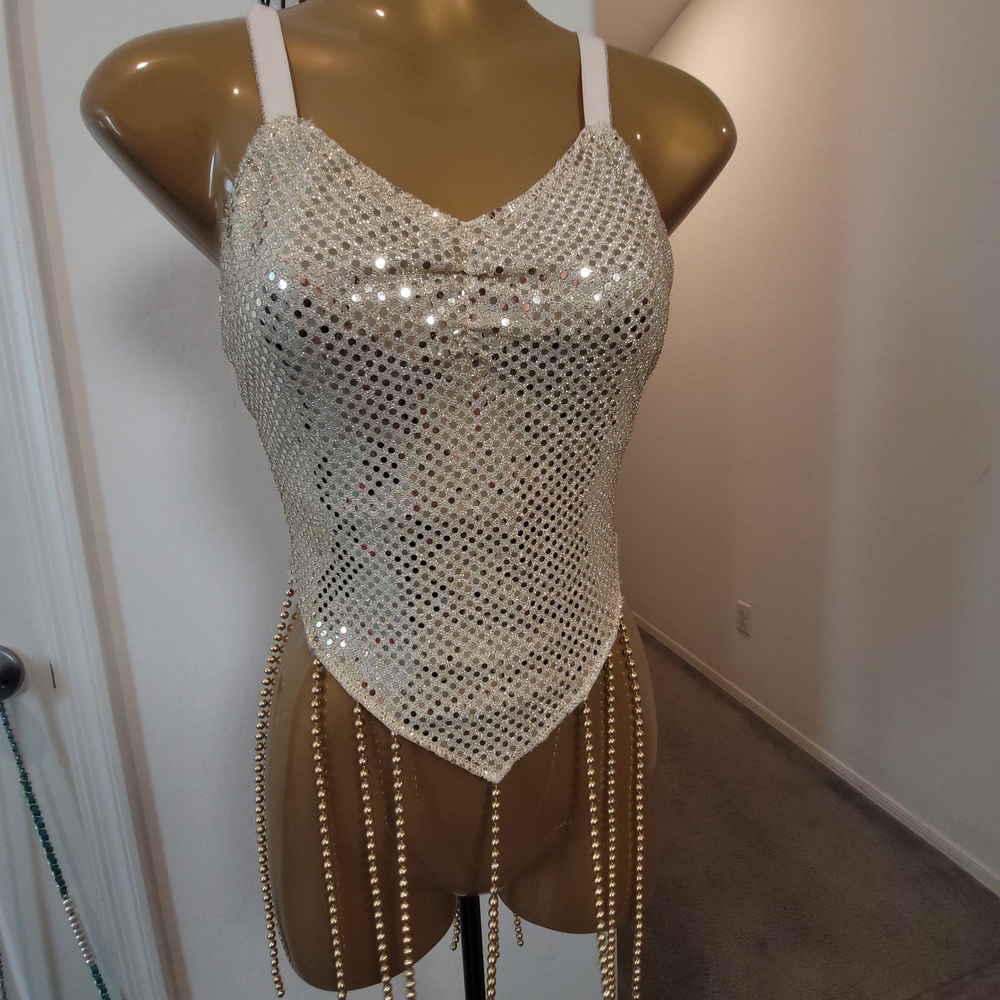 Glamorous Gold Sequin Crop Top